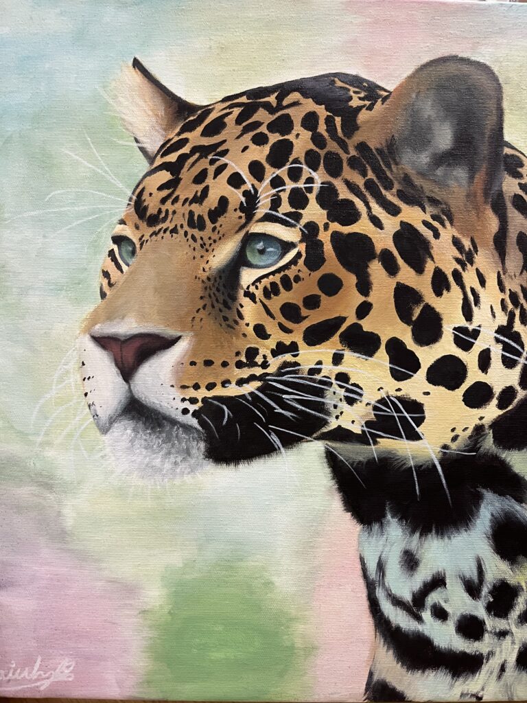 cuadro de un puma hecho por una chica joven de 14 años
